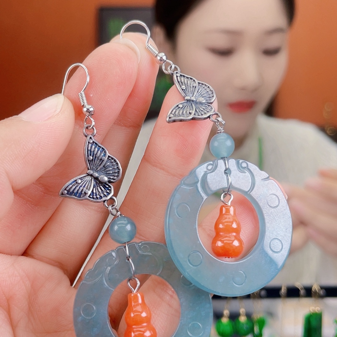 翡翠未镶嵌耳饰饰品