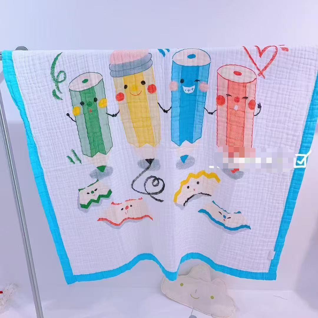 棉小兜抗J浴巾6层纯棉浴巾包被盖毯110乘100