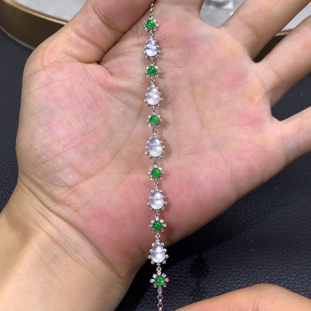 18K金镶嵌手链翡翠翡翠