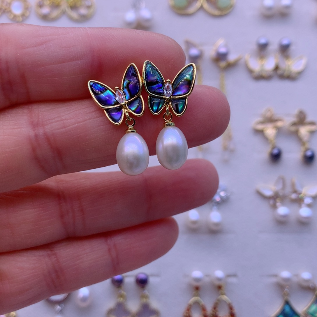 淡水珍珠耳饰合金