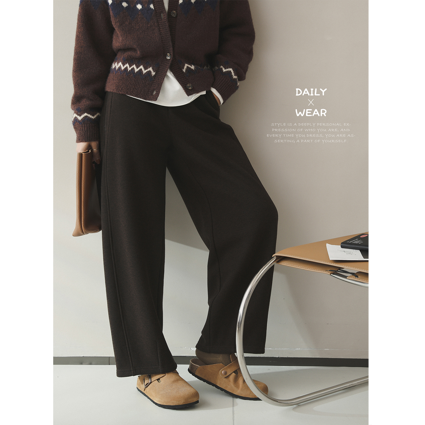 苹果的生活家|云朵奶芙 松紧腰加厚加绒藏肉阔腿奶奶裤休闲长裤童