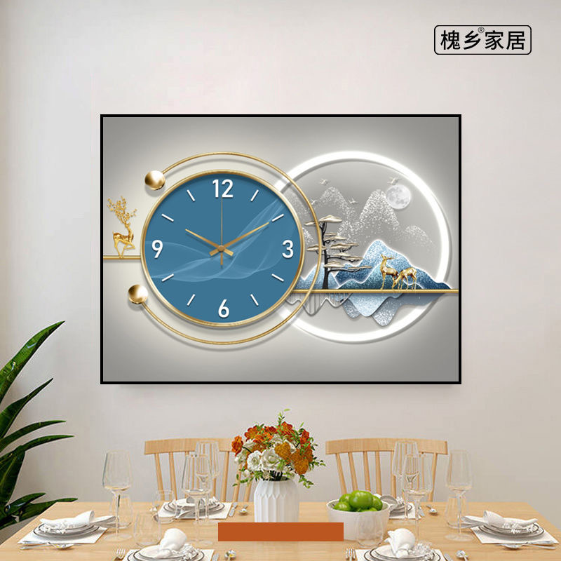 带钟表新中式电表箱装饰画平安喜乐免打孔遮挡弱总开关电闸盒挂画