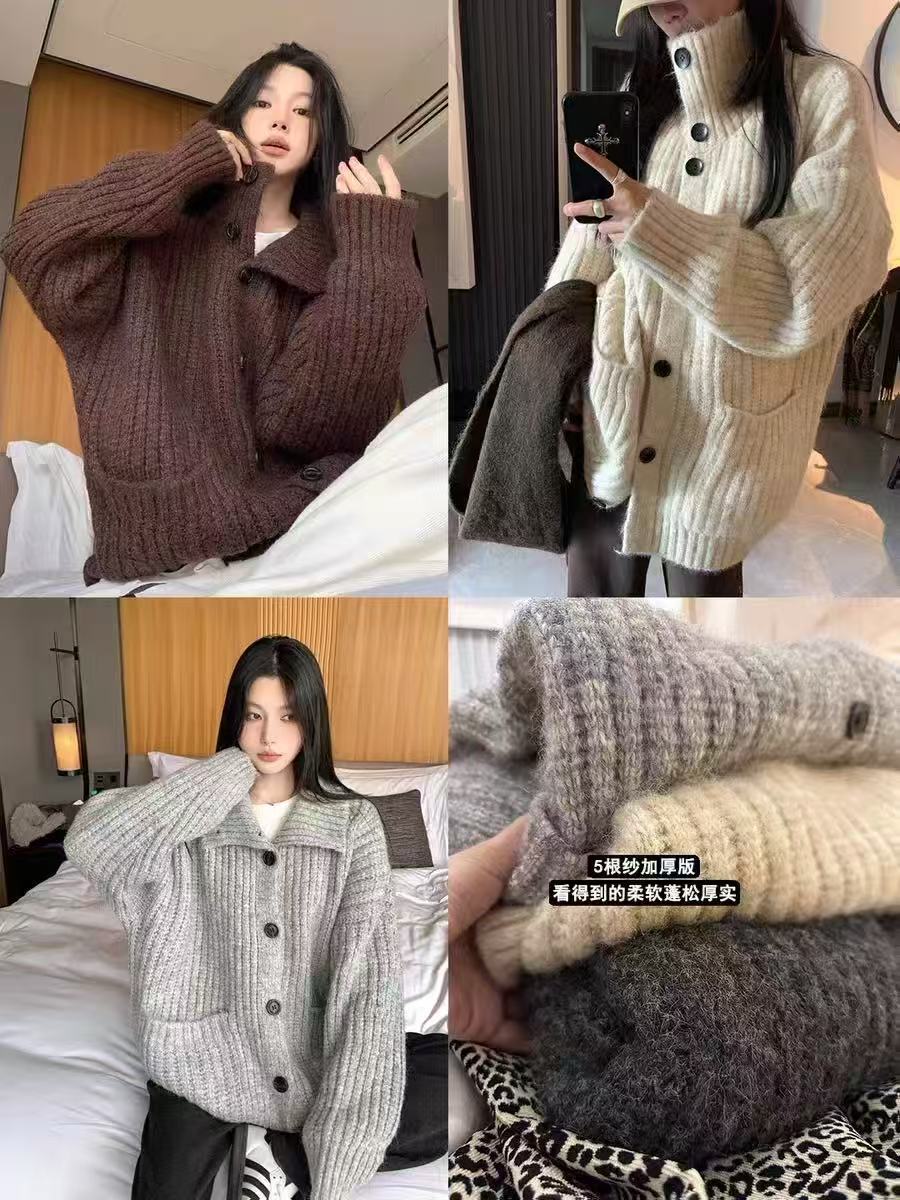 米满满-LEMON-25204-针织时尚秋冬慵懒开衫