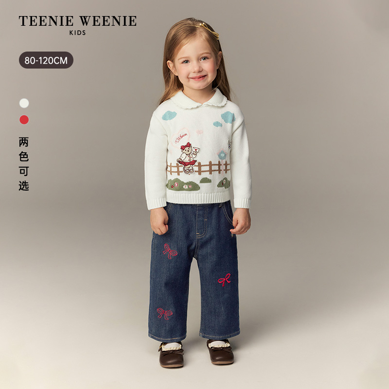 TeenieWeenieBaby小熊童装26新年款女宝翻领套头毛衣T0KW261153K
