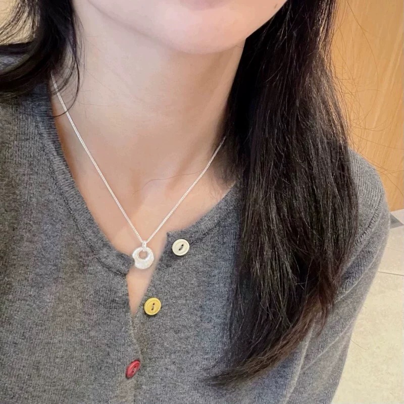 通体  999足银同款 H363拉丝胖坨坨项链