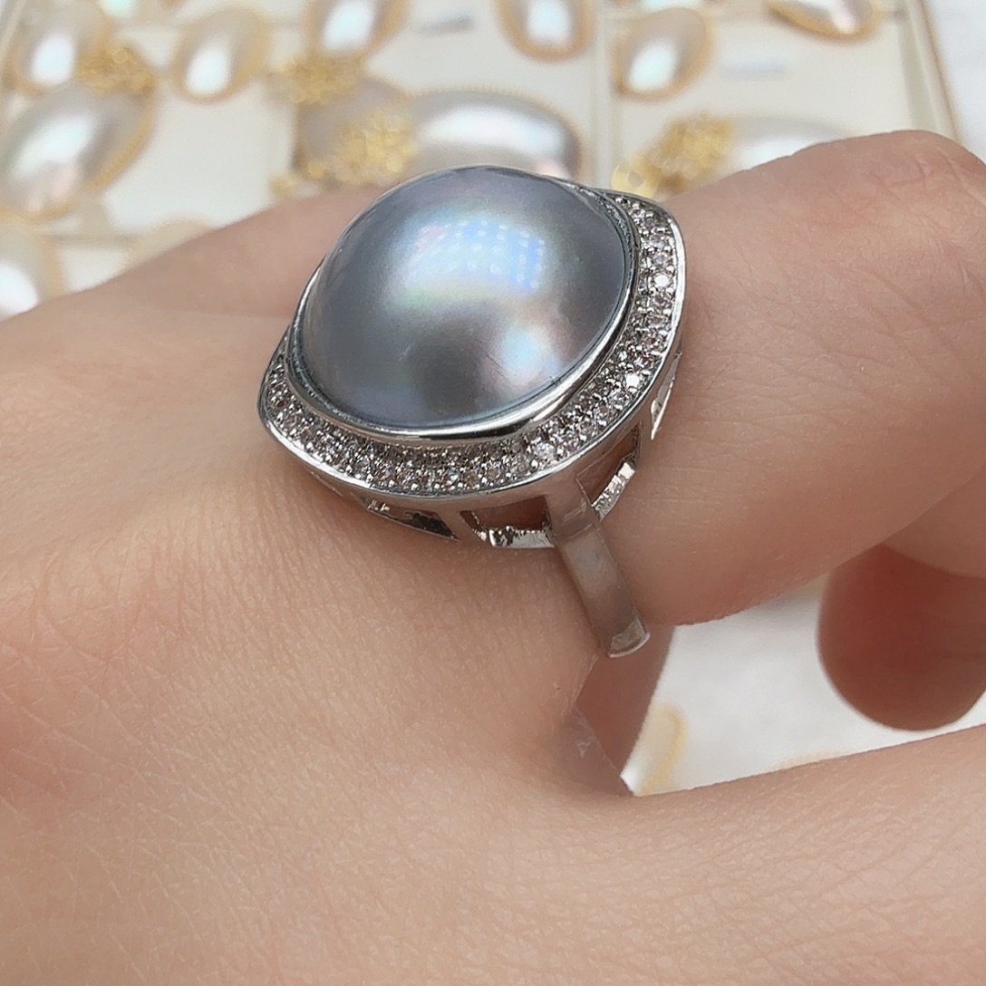 拼合珍珠（马贝珠）戒圈未镶嵌