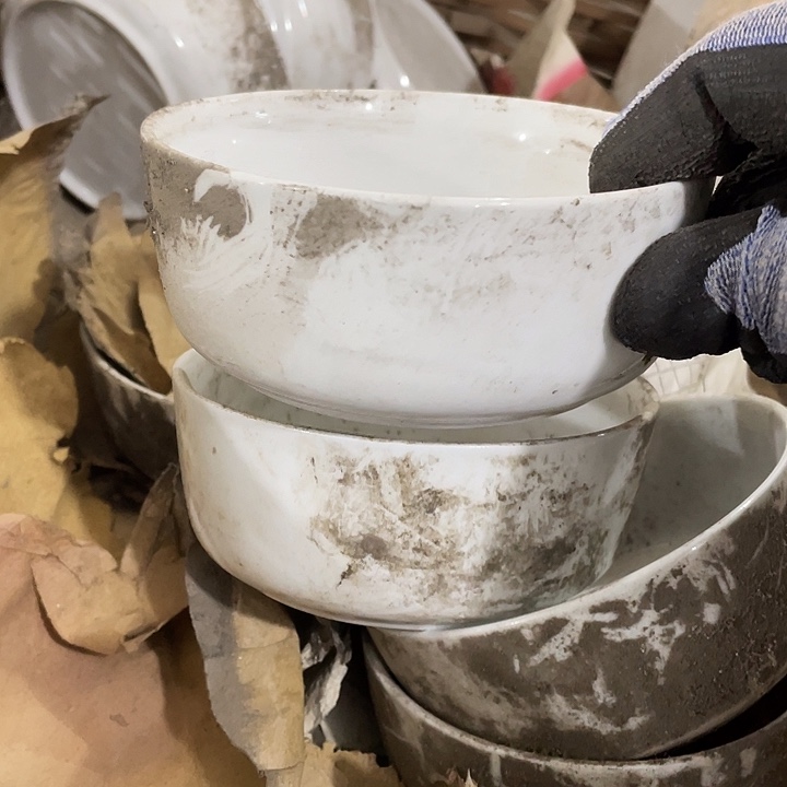 瓷片国营厂强化瓷直口碗一对 口径12.5厘米