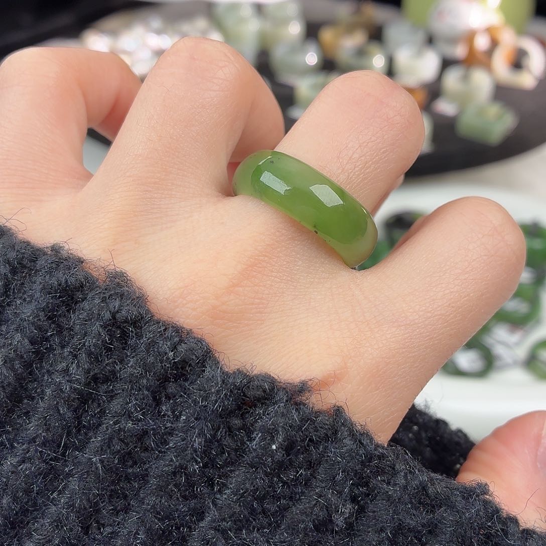 和田玉未镶嵌戒指S132碧玉轮胎20.1