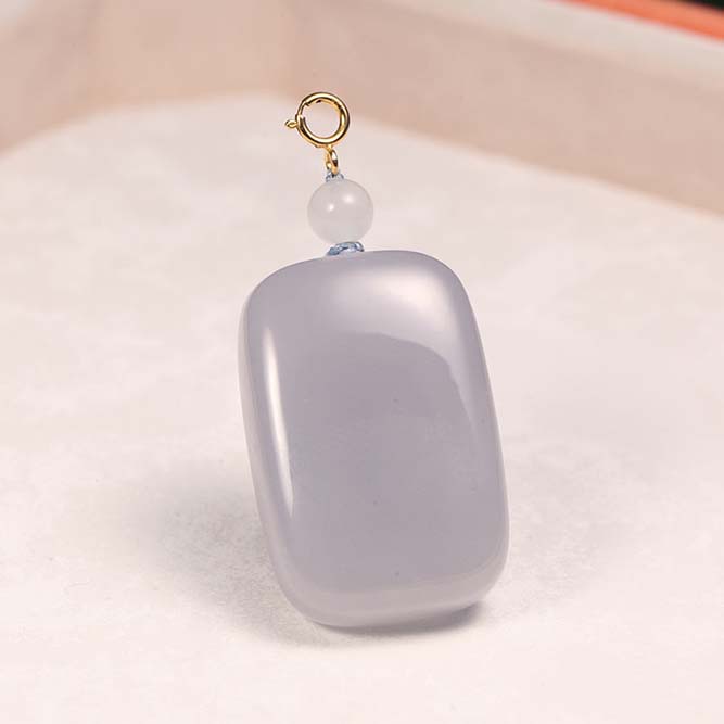 【叶叶珠宝】598 和田玉烟紫18k金时尚平安无事牌33*22*11深浅可选