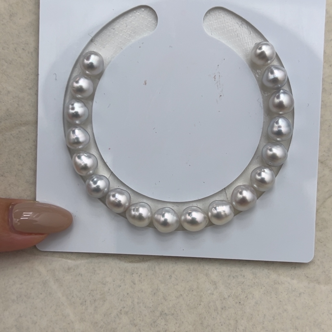 8-9mm冷蓝澳白手串未镶嵌海水珍珠