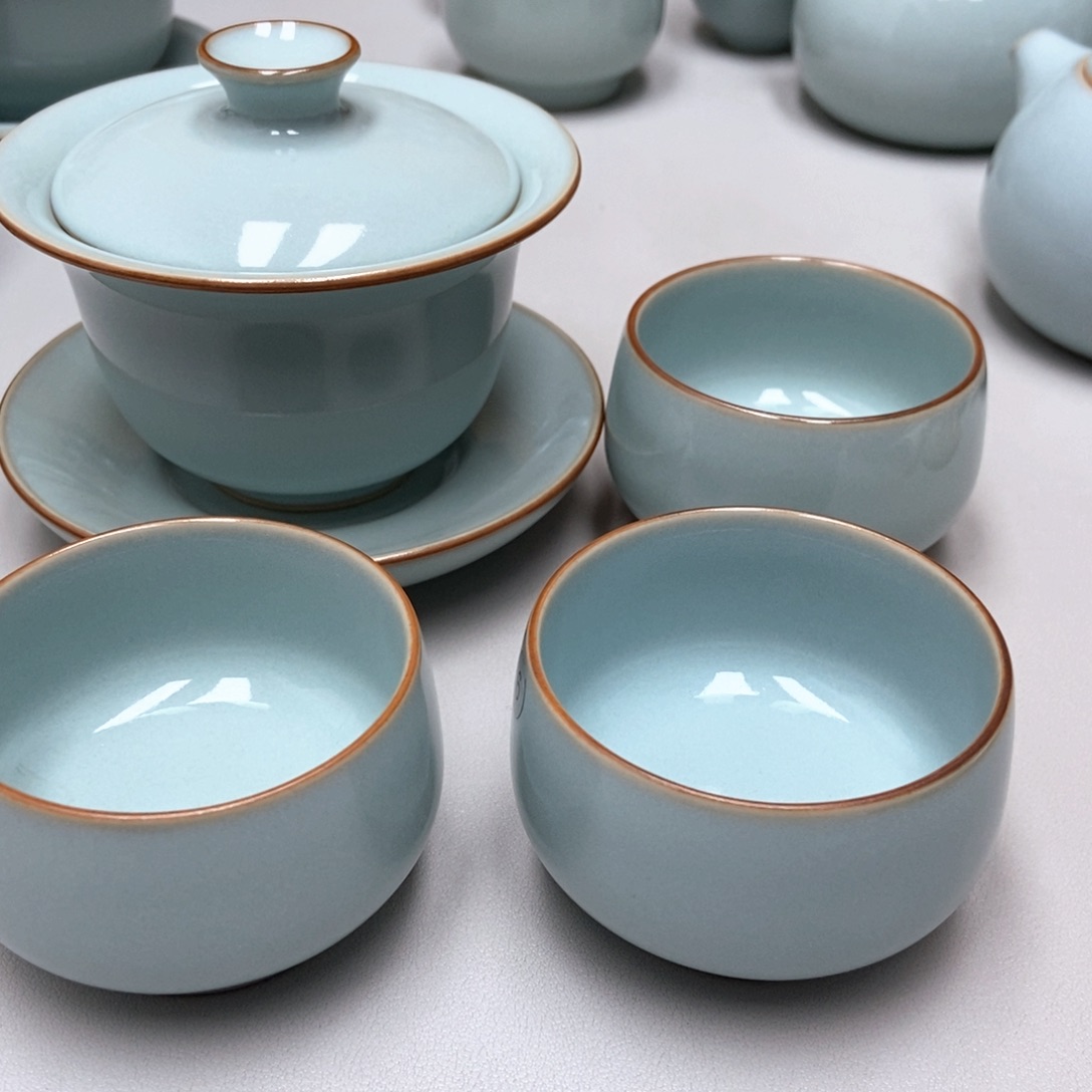 温***生赵琳元宝盖碗，3支禅定杯，送布袋