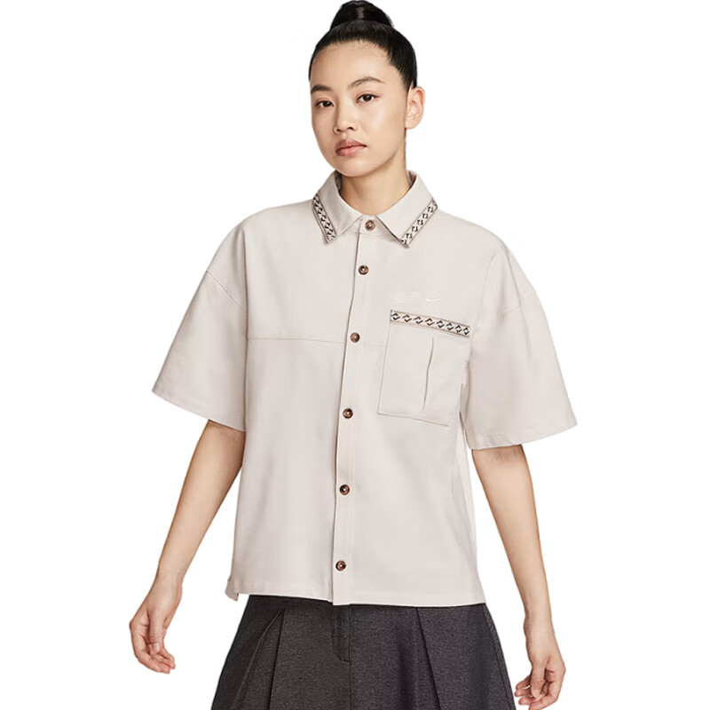 【滔搏联动】NIKE女子25夏季运动休闲短袖时尚宽松衬衫 HJ0350-072