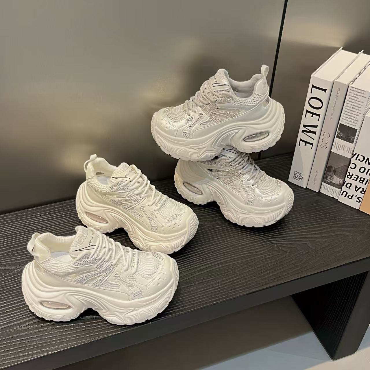 【千姿鸟】6CM入夏进行曲~镂空松糕气垫老爹2025新款网面运动休闲鞋