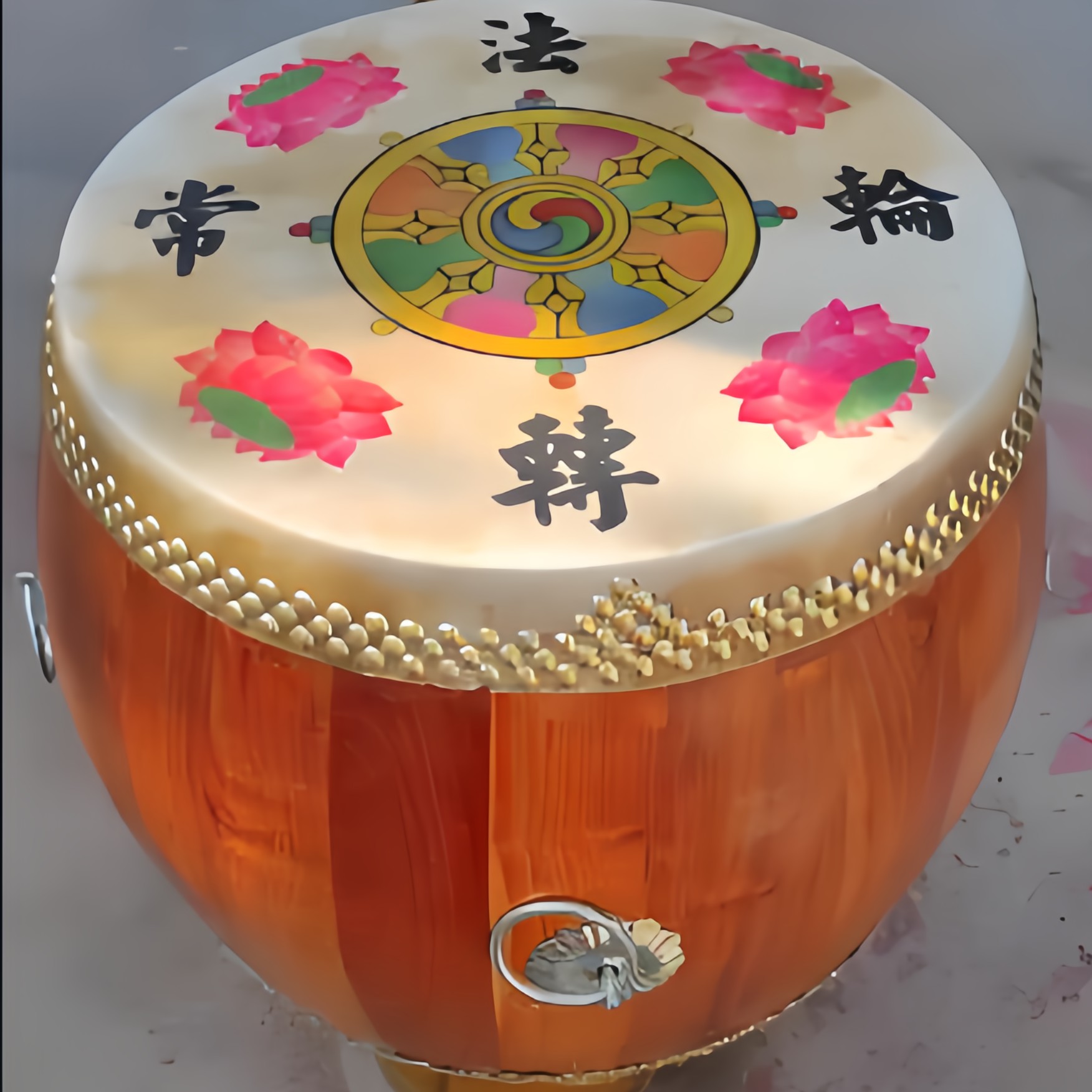 16寸牛皮大鼓西藏包邮新中式实木红木圆鼓凳家用门口换鞋凳做旧