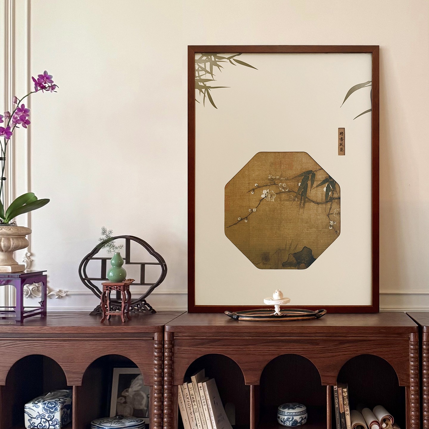 暗香疏影中古风宋代美学新中式客厅背景墙装饰画入户玄关茶室挂画