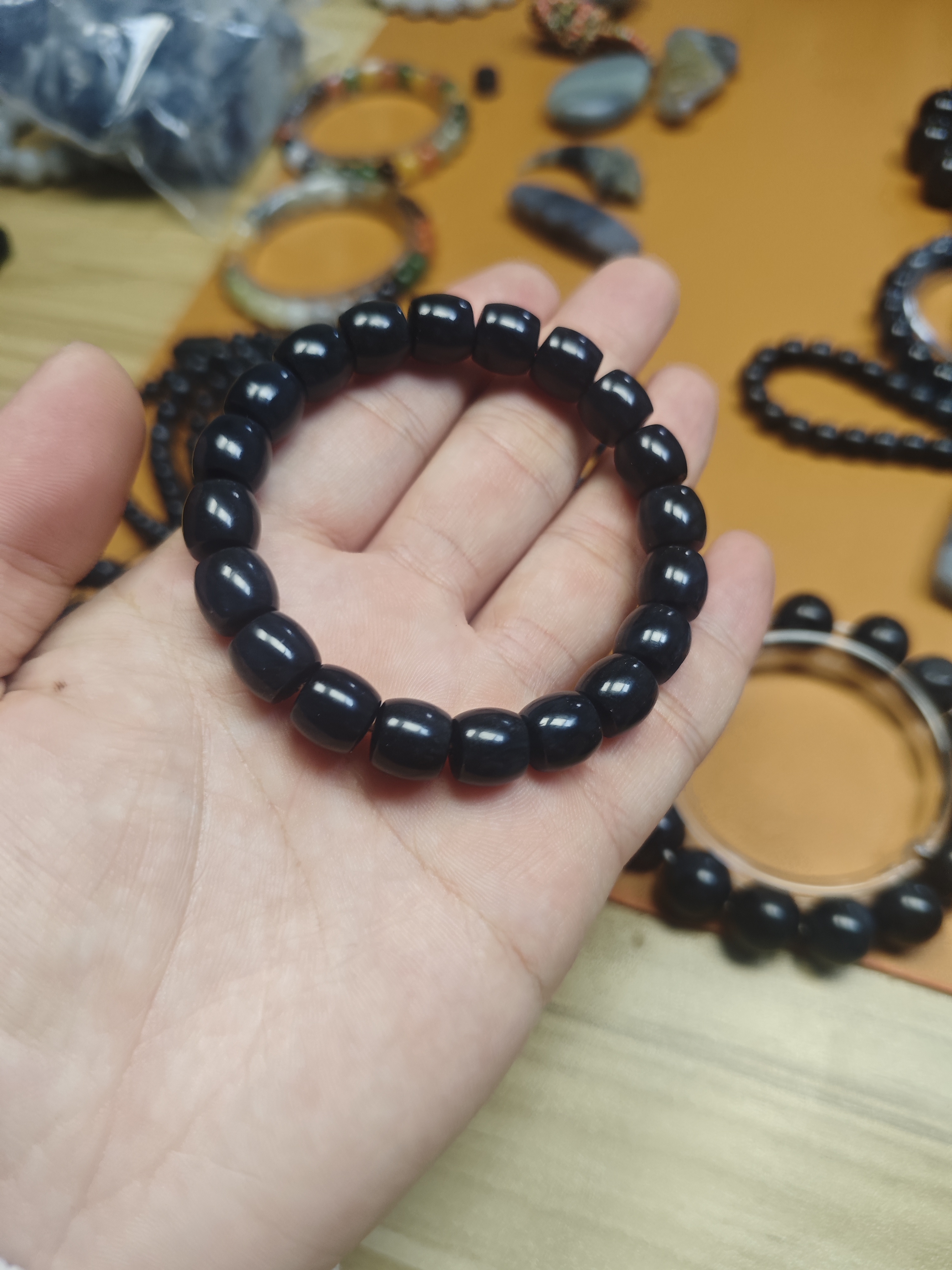 和田玉青花聚墨墨玉手串卡十✖️九点五