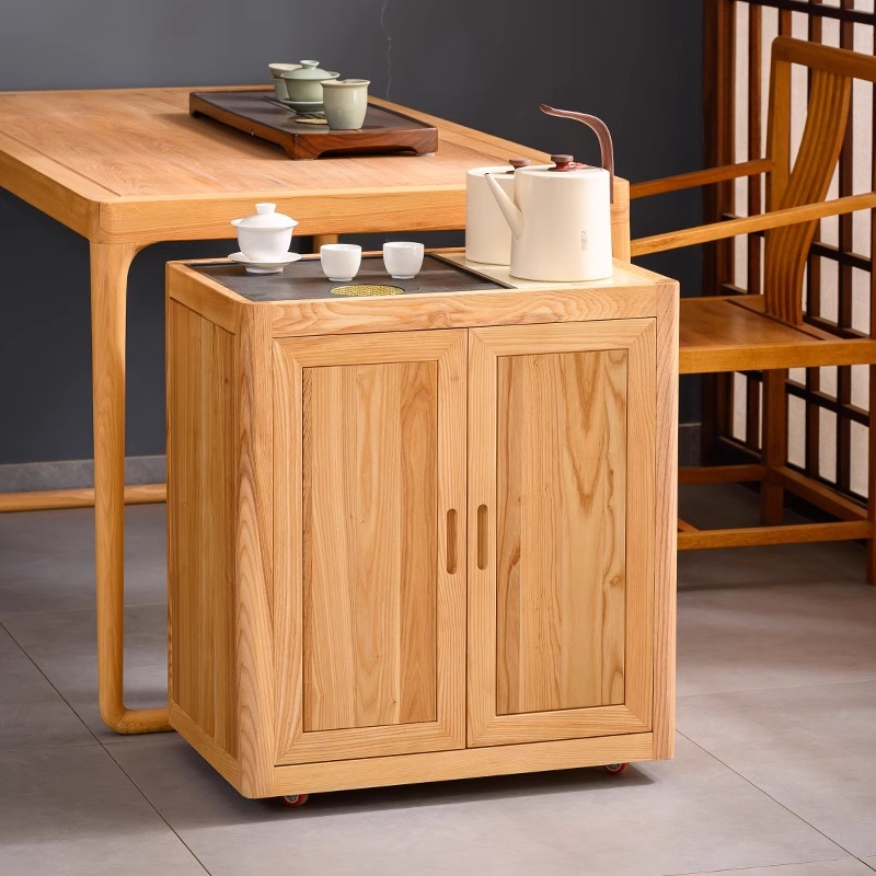 白蜡木茶水实木移动茶台茶桌家用客厅几烧水壶茶柜置物架