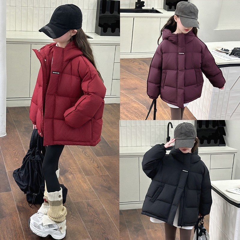 巴拉开门红羽绒服女款2026新款女童冬装白鸭绒韩版洋气儿童冬季加