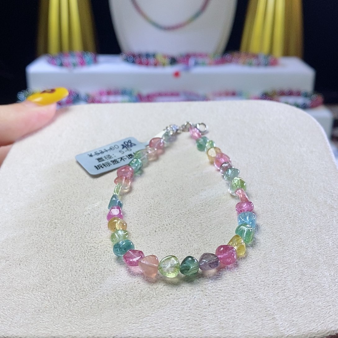 手链未镶嵌碧玺荧光糖豆