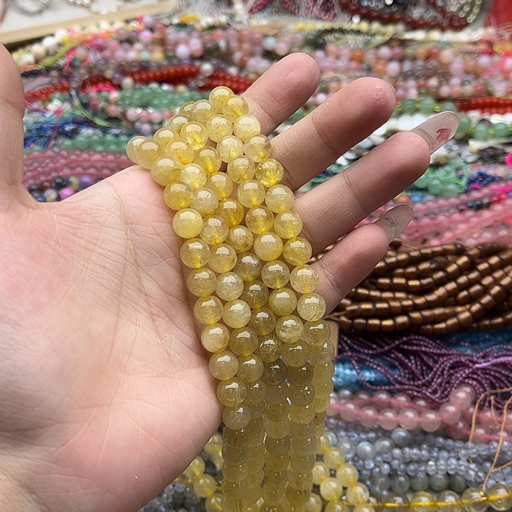 玛瑙/玉髓珠宝半成品未镶嵌一条8mm左右金发晶