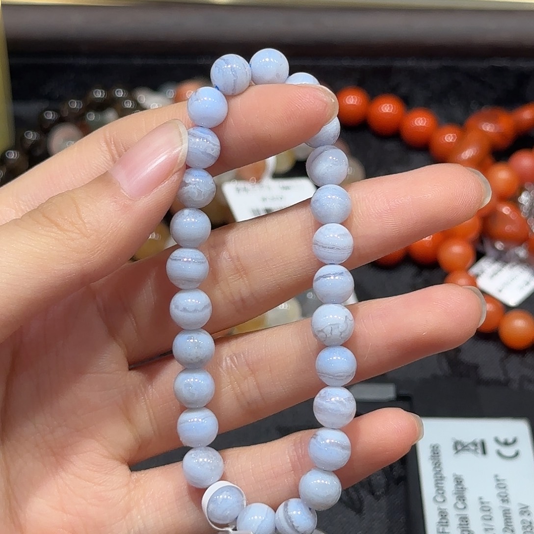 石英质玉未镶嵌手链蓝纹玛瑙