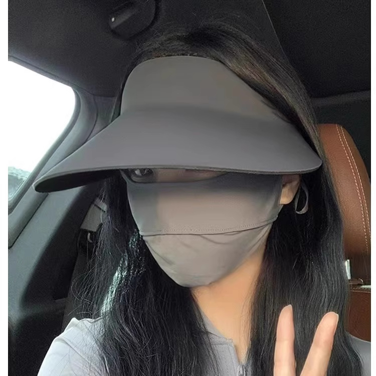 空顶防晒帽女夏无痕大檐一体防紫外线遮阳帽显脸小可折叠钓鱼户外