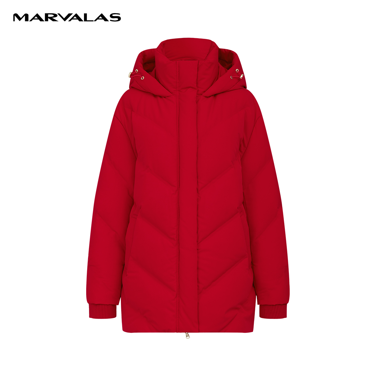 【商场同款】曼德诗中长款冬季连帽保暖外套女M427307429