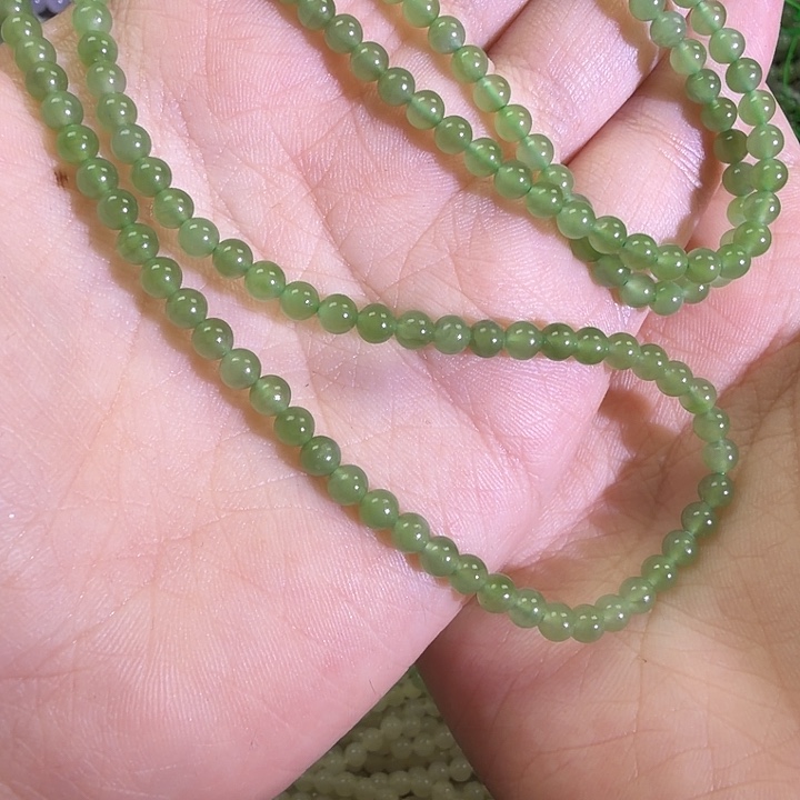 和田玉未镶嵌手链无黑碧玉多圈4mm