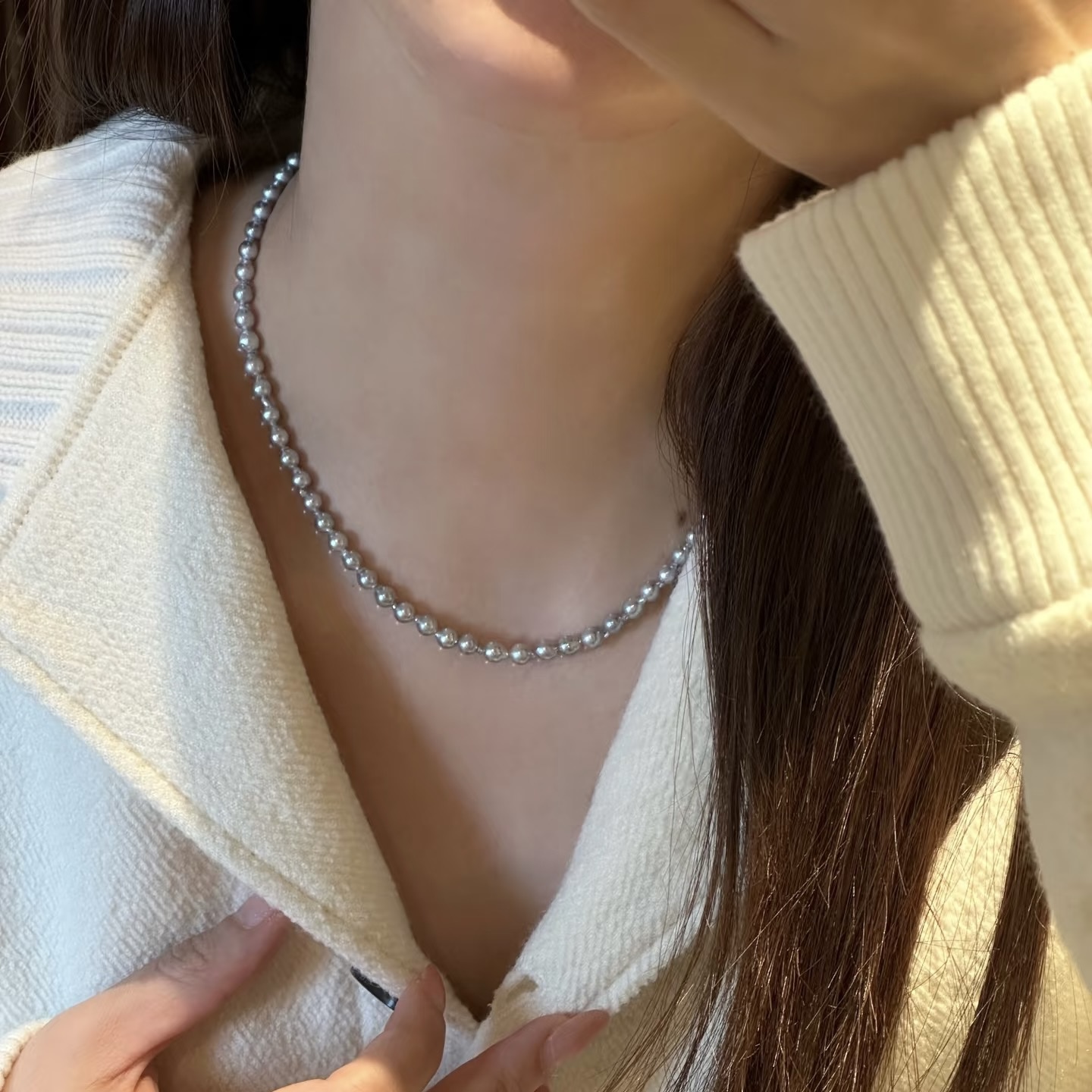 【先鉴后发】海水欧卡娅小米珠3-4mm正圆无暇极光