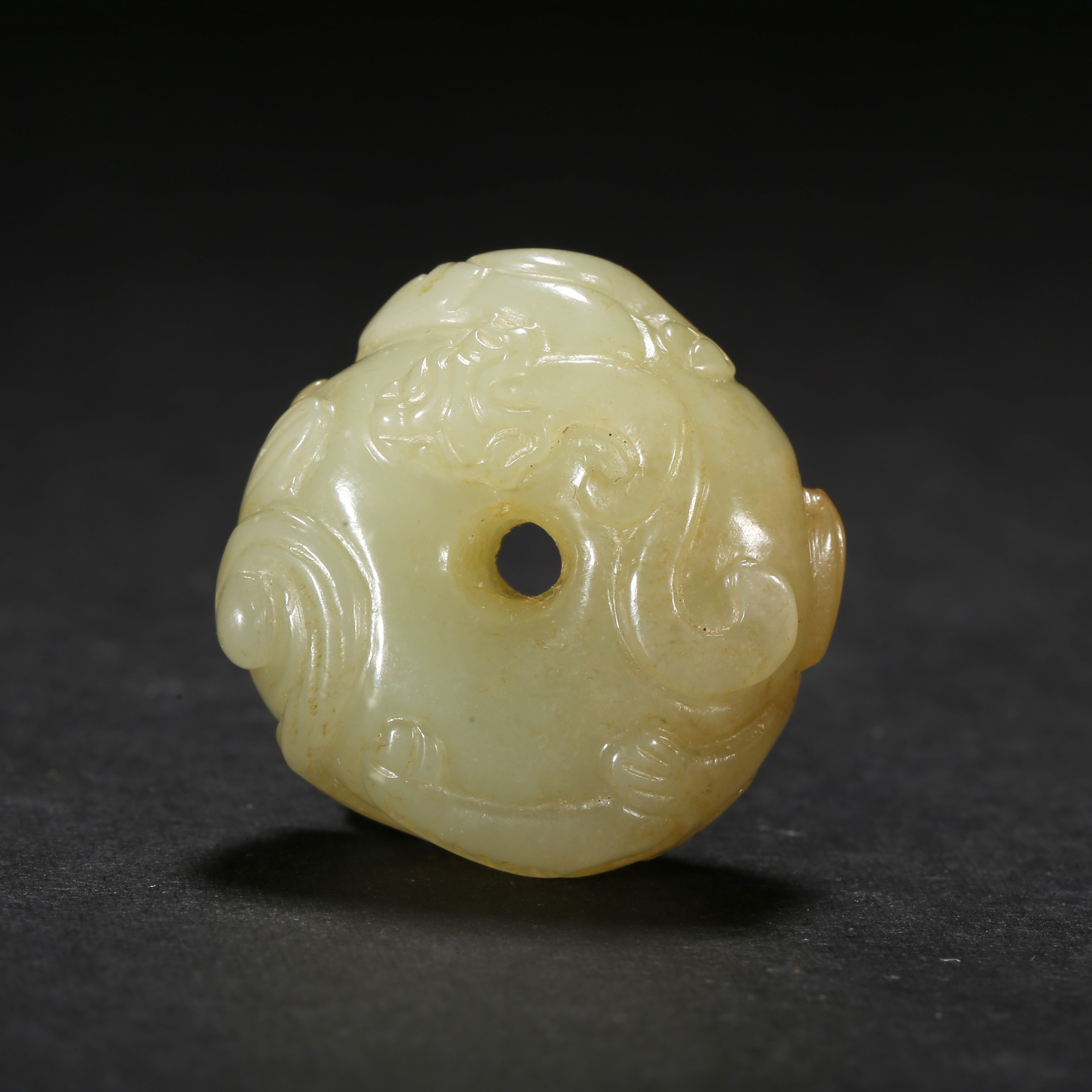 明代*螭龙纹玉扣/01WXQ3762/和田玉【北京文博】