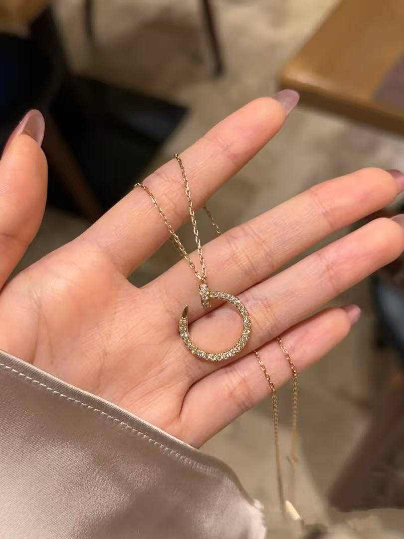 轻奢经典简约时尚18K金满钻钉子项链（多样性发其一）