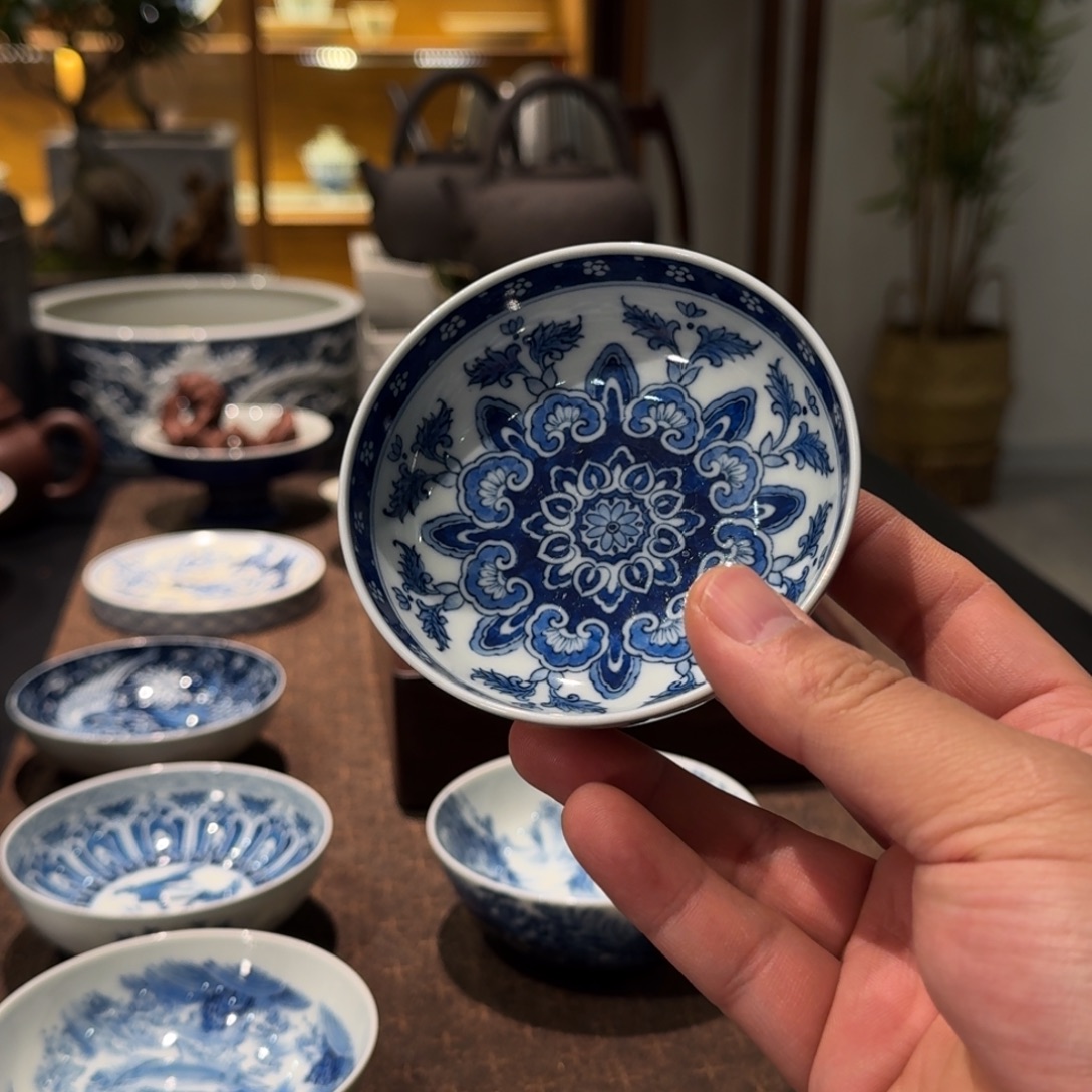 夜***g瓷片钟家窑柴窑青花普洱杯