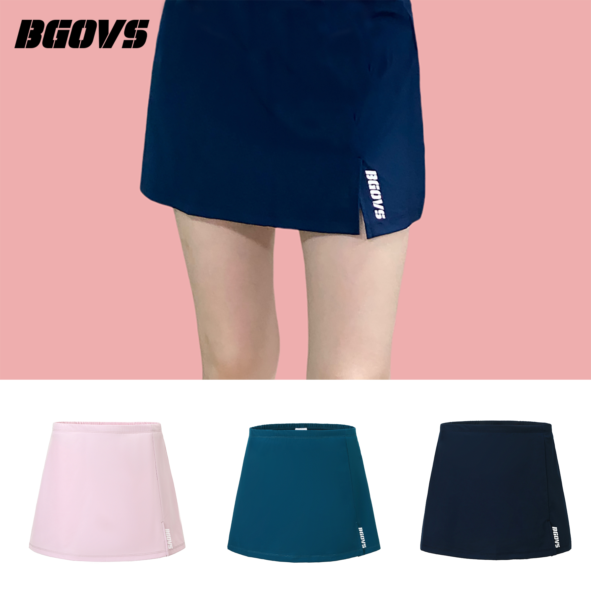 2024夏季新品韩国BGOVS羽毛球服女士速干吸汗A字打底运动短裙三色