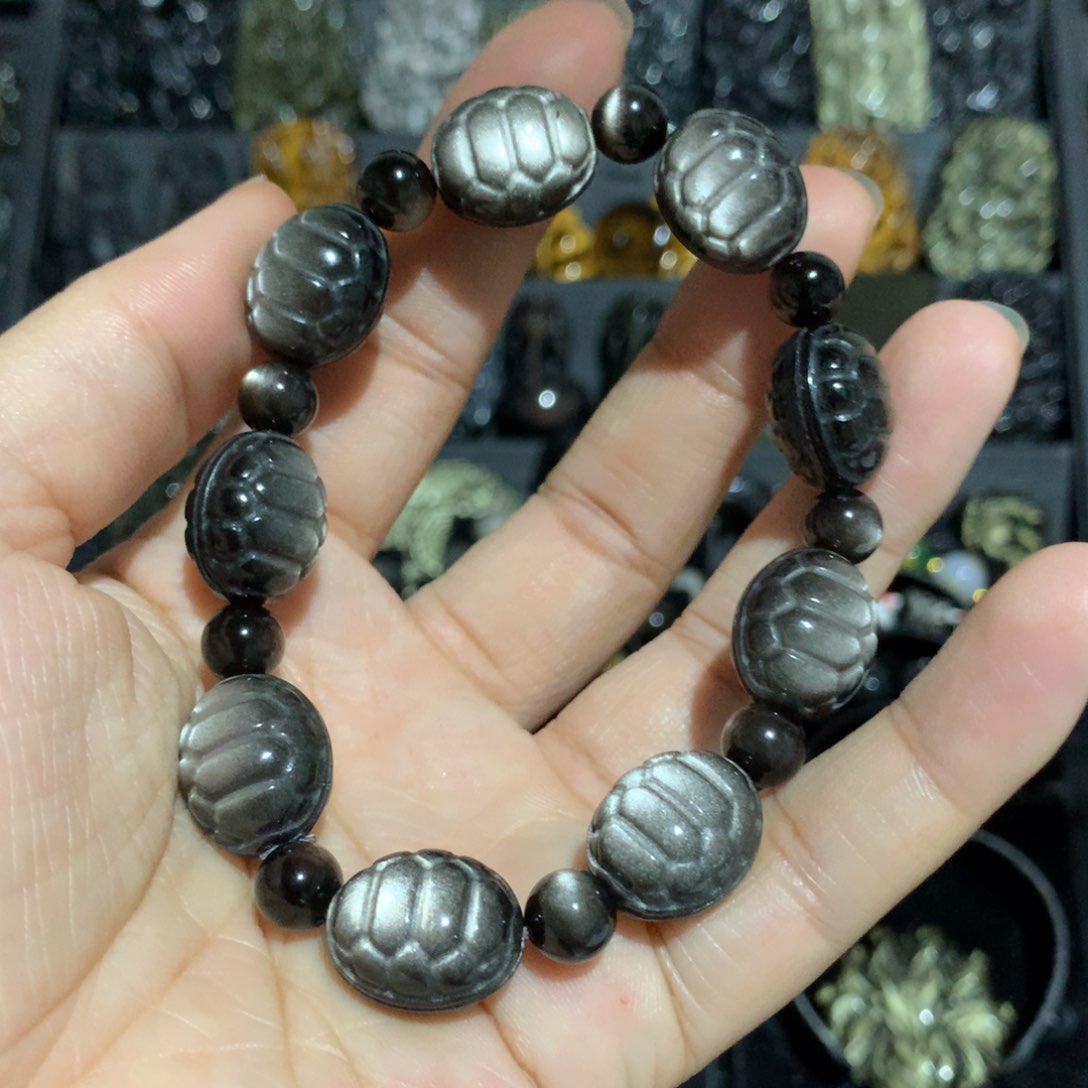 黑曜岩手链未镶嵌风*果