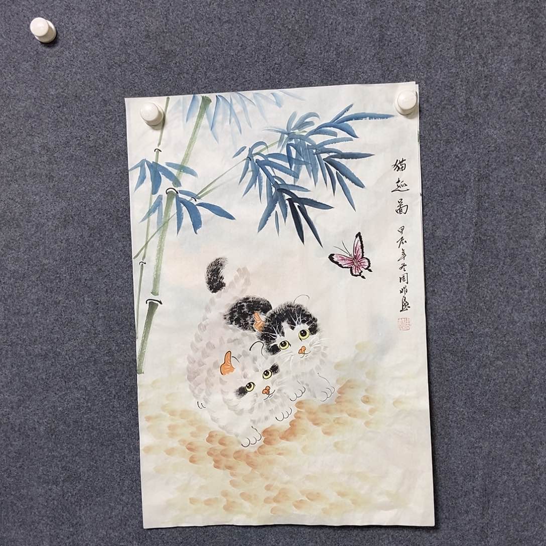 国画四尺三开一副