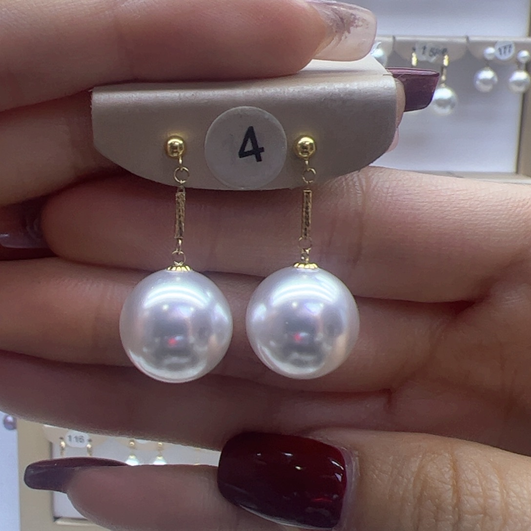 淡水珍珠耳饰18K金镶嵌
