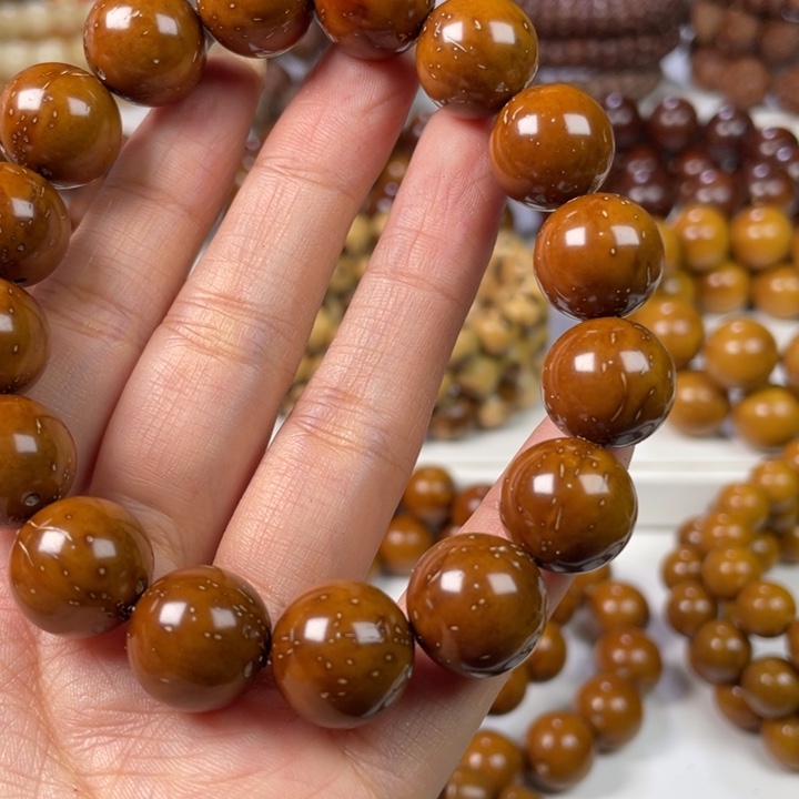 紫金鼠手串14尺寸练手瑕疵款（反油多棕线