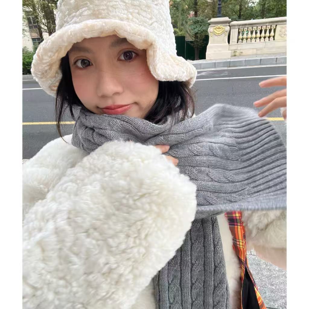 舒服 新款美式纯色软糯亲肤复古羊毛编结围巾CSSJ-3128CS