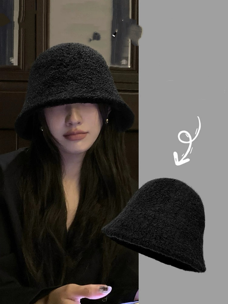 A618 日系秋冬羊毛水桶渔夫帽盆帽