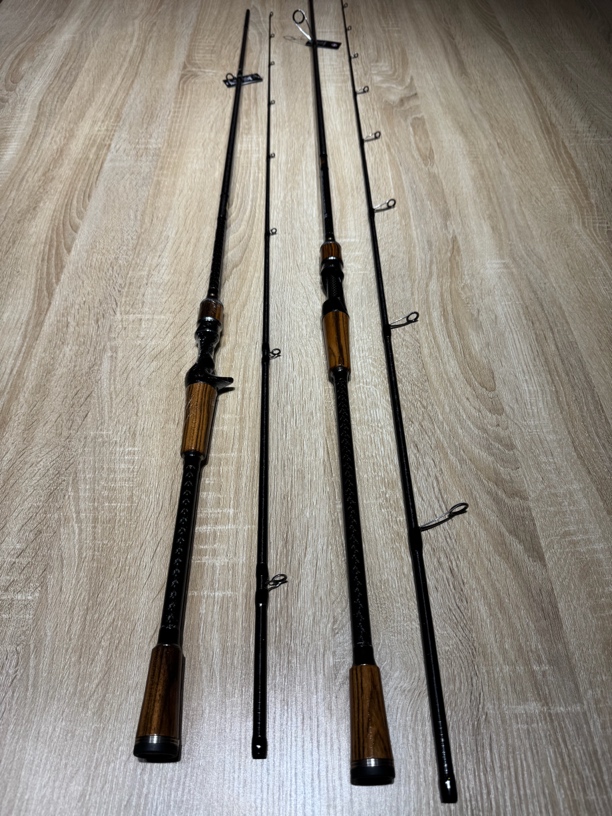 奥林北斗精品路亚竿虎皮檀木手把