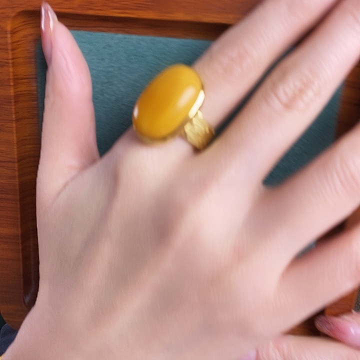 蜜蜡银S925镶嵌戒指戒指