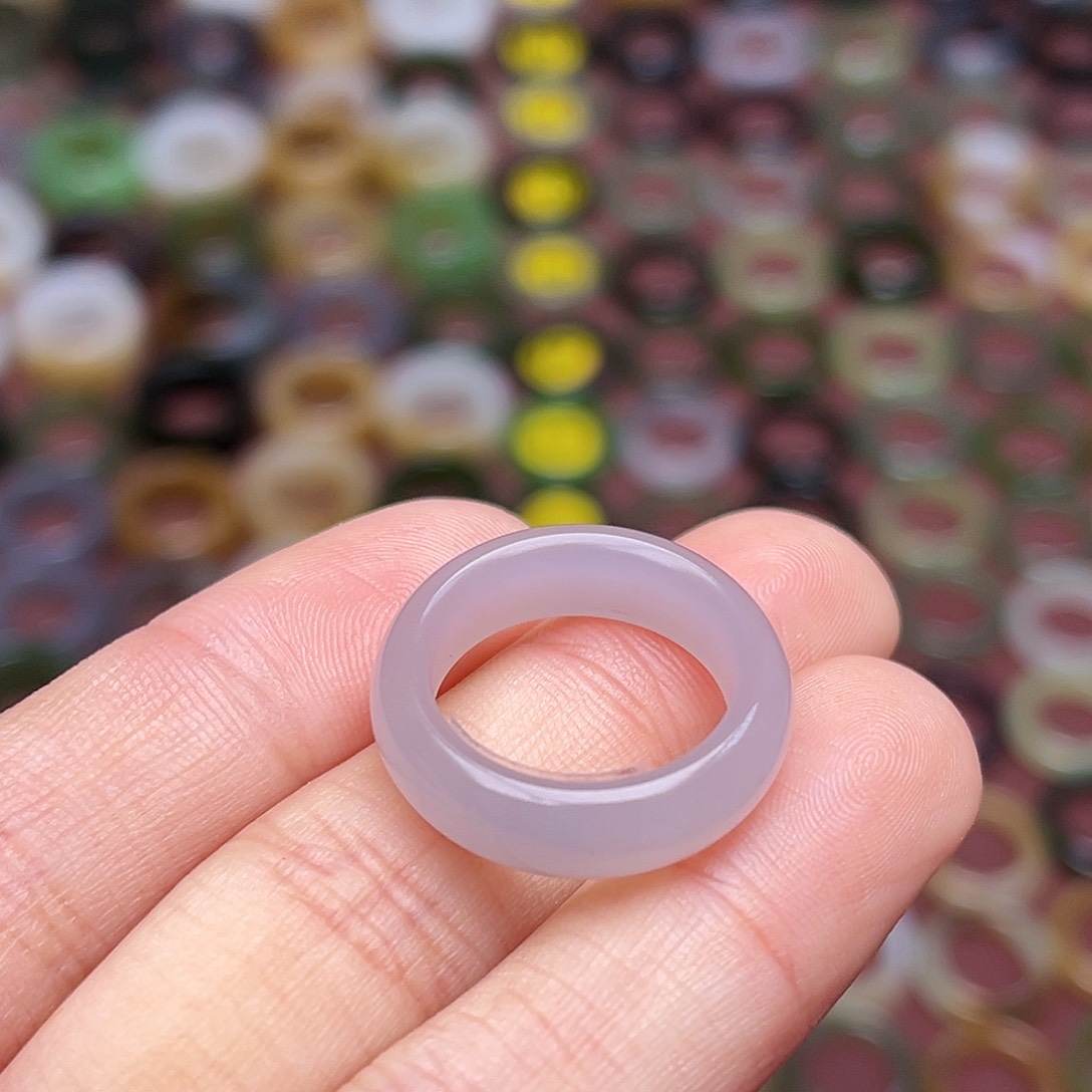 和田玉戒指未镶嵌12码梦幻紫