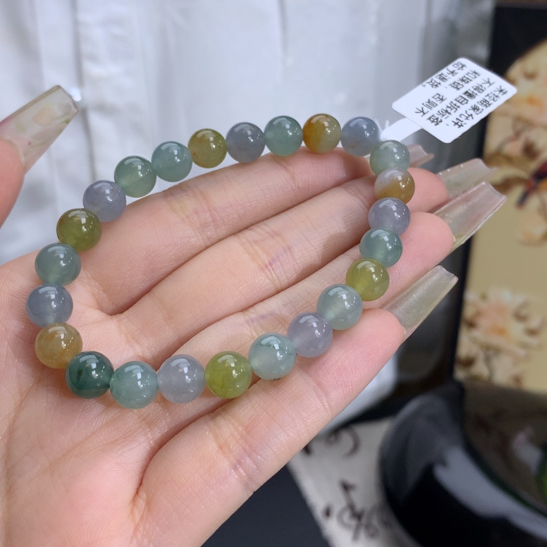 翡翠手链未镶嵌卡7.7冰胶多宝