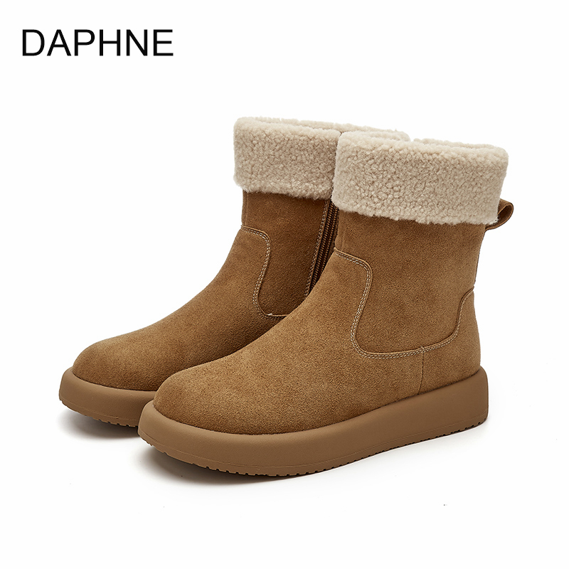 达芙妮雪地靴防水防滑棉鞋女冬季保暖加绒加厚小众百搭鞋子秋冬鞋