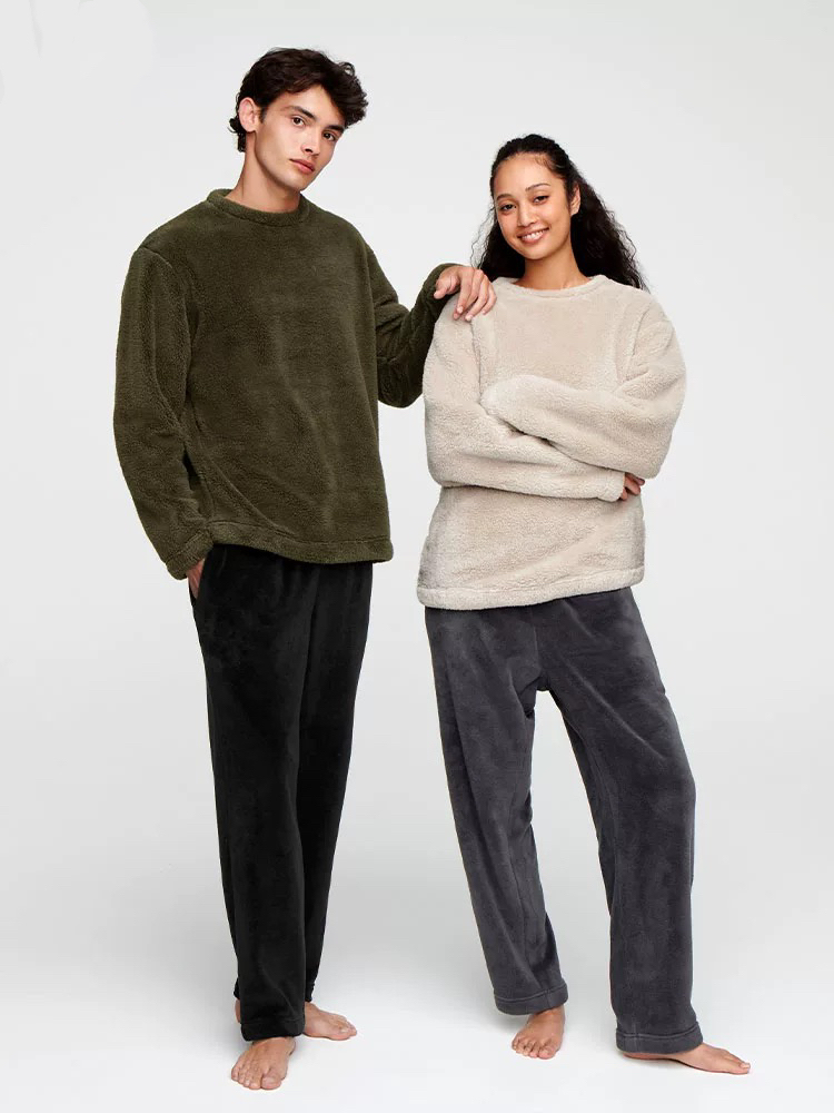 科技暖绒居家服套装无静电摇粒绒