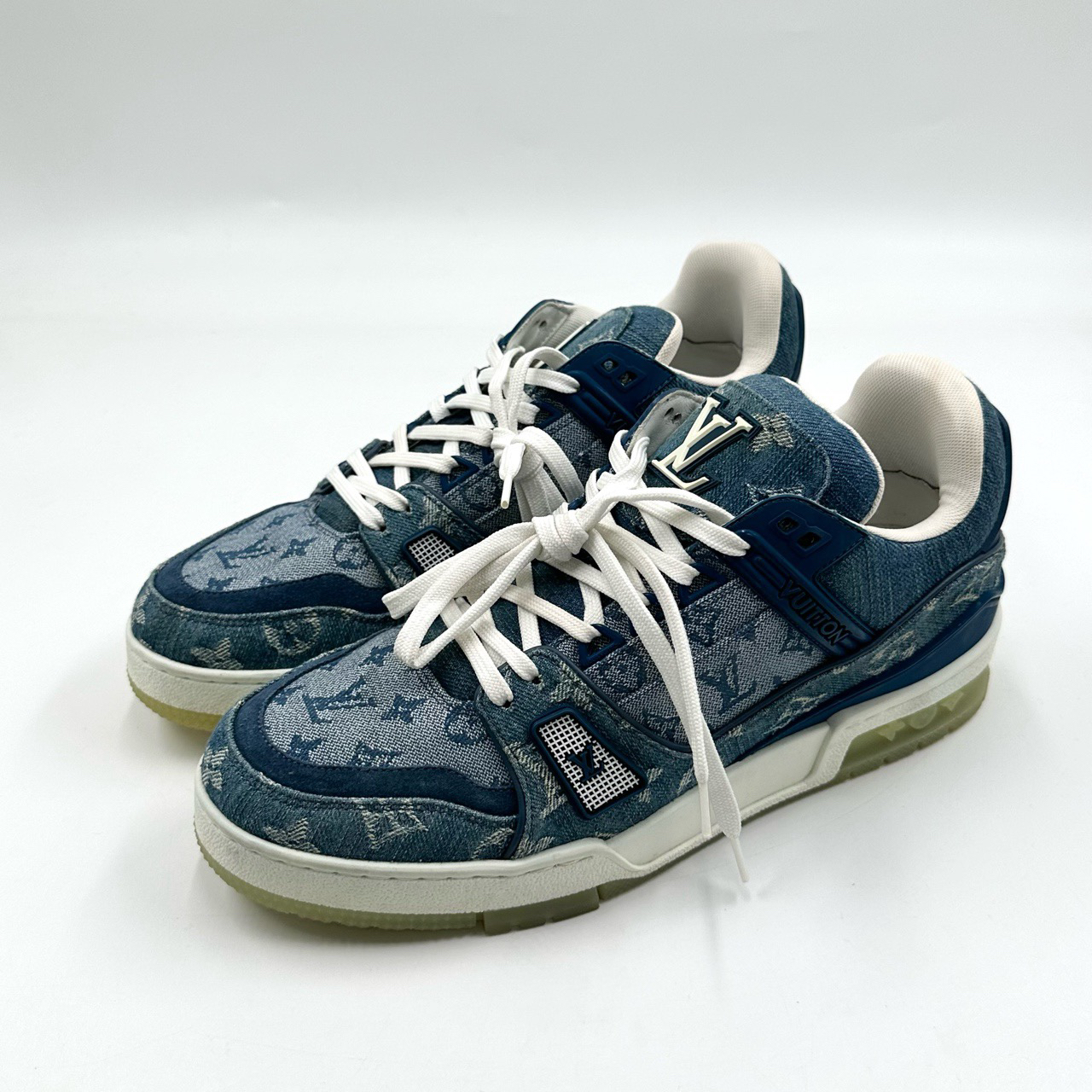 95新 LouisVuitton/路易威登 40.5码/蓝色牛仔满印板鞋/06017