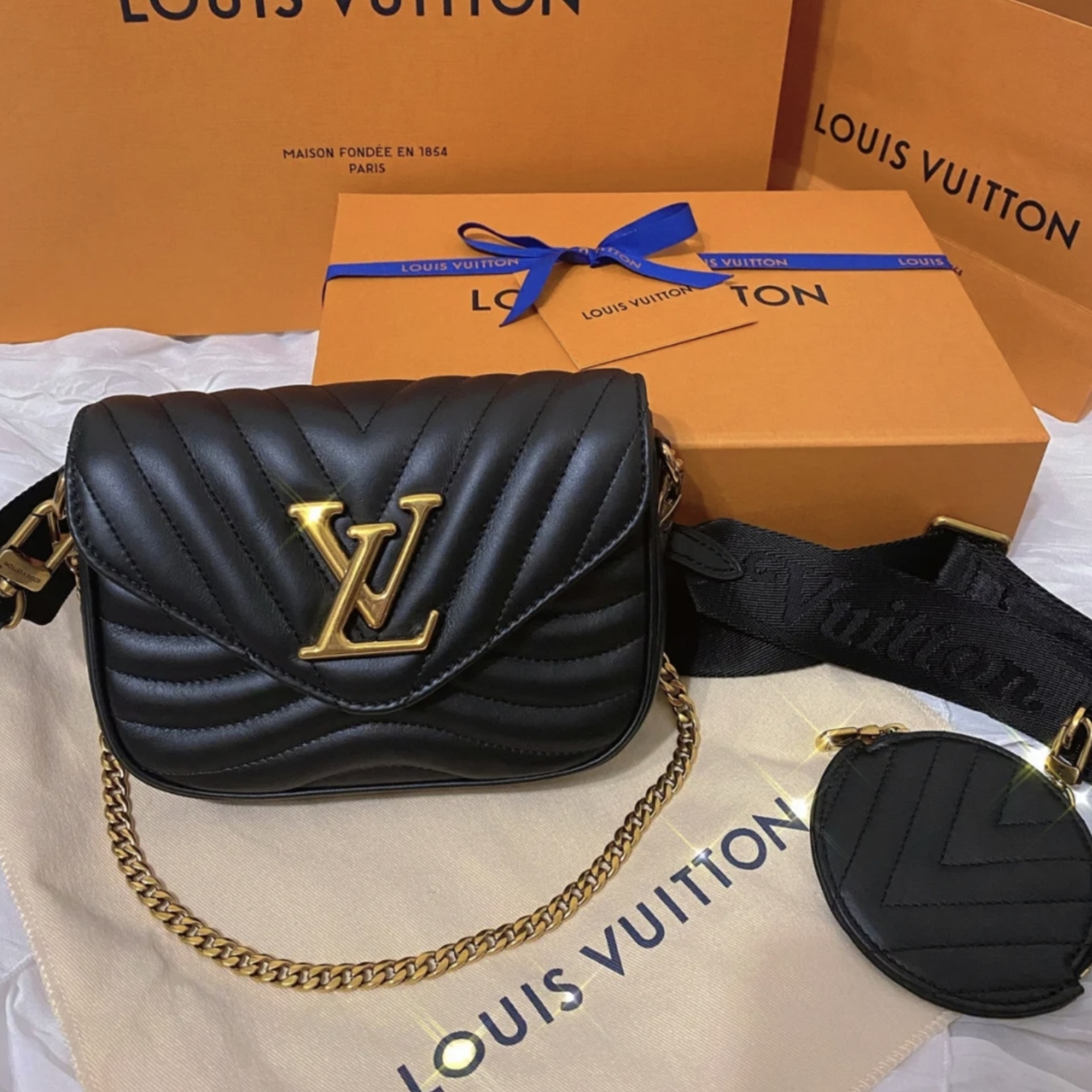 99新 LouisVuitton/路易威登 蔚蓝/黑色new wave三合一 挎包 北京