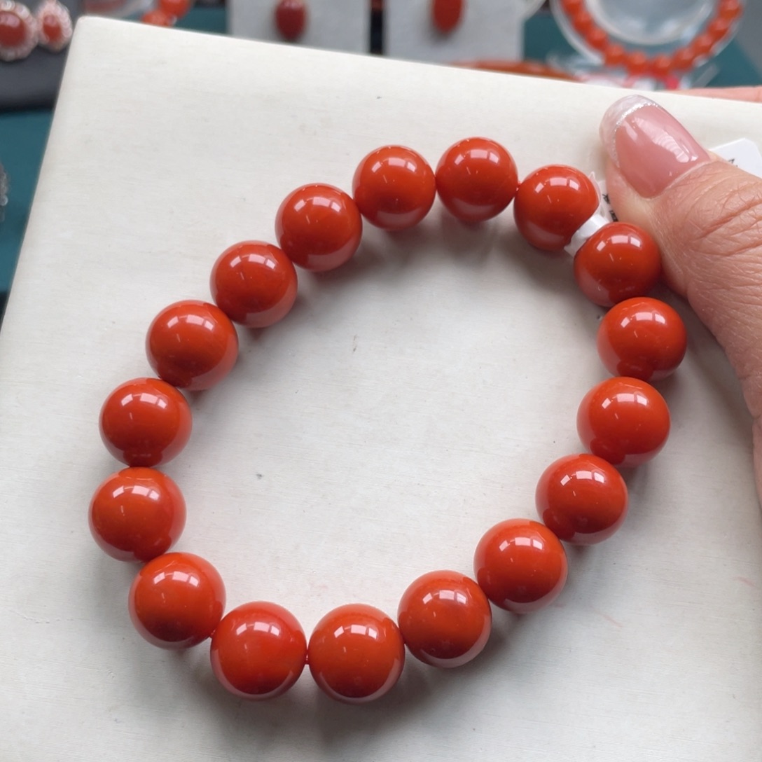 南红玛瑙南红瓦西手串12+未镶嵌
