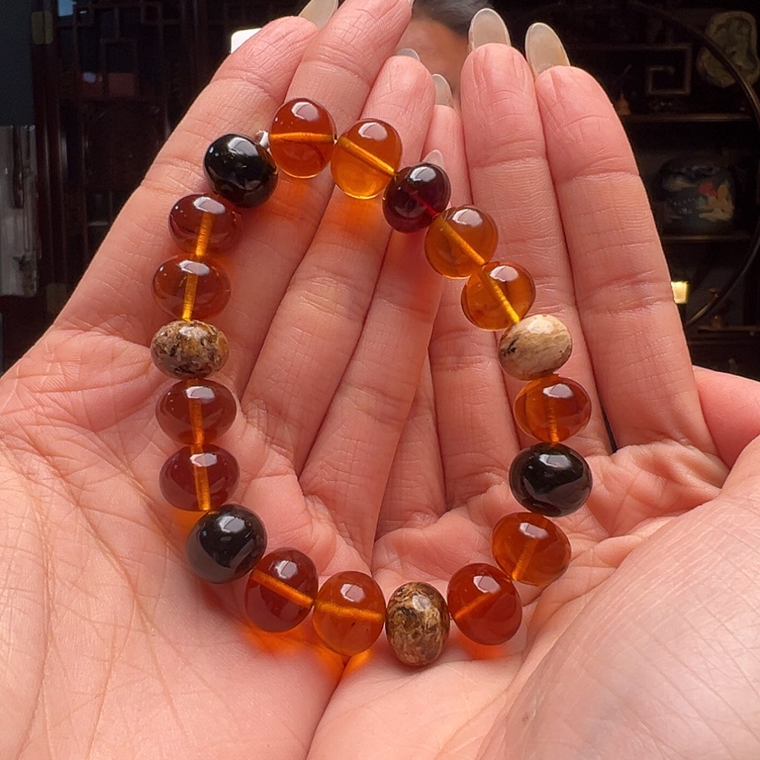 琥珀裸石未镶嵌钢*抚顺琥珀10262。12mm