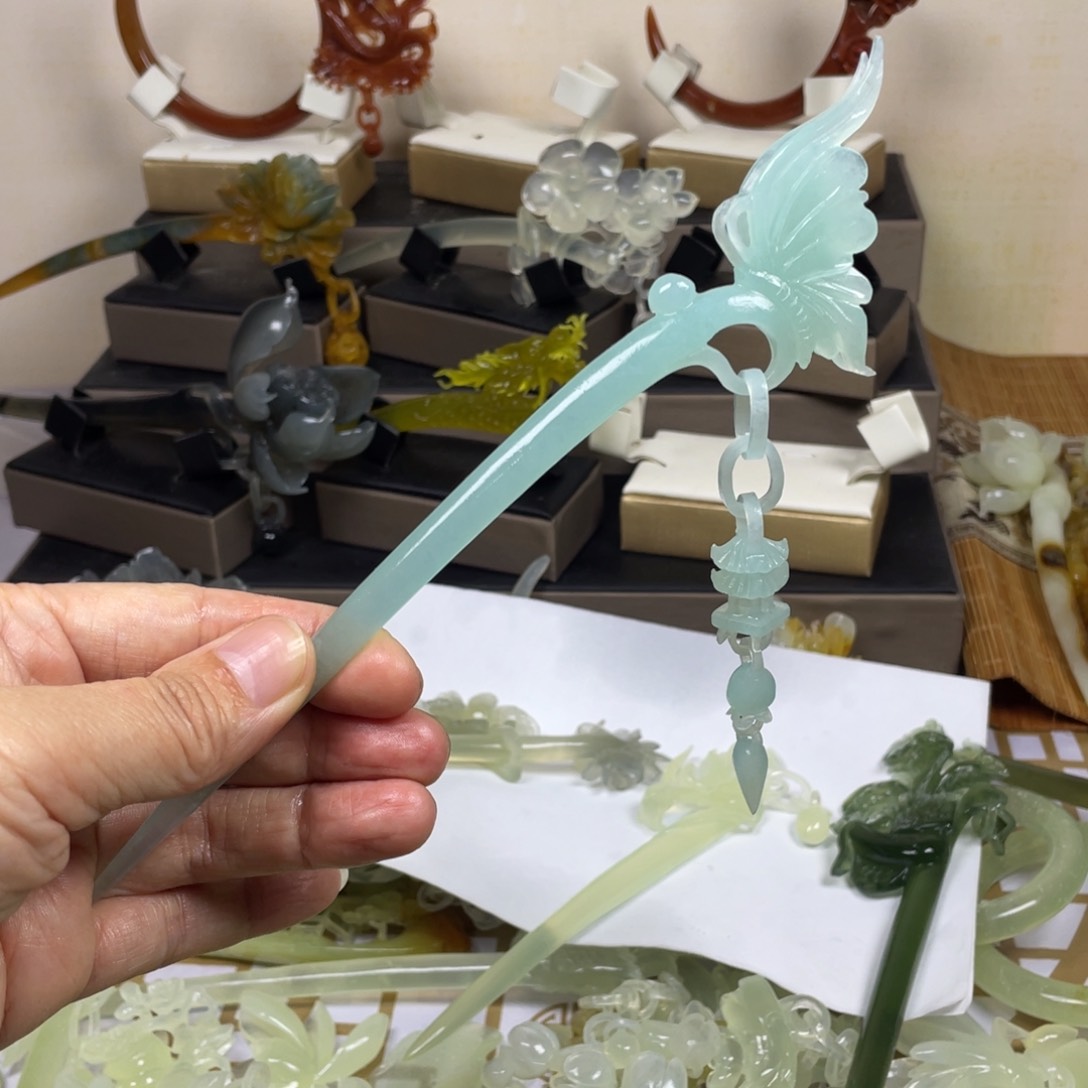 未镶嵌蛇纹石玉发饰ℋ*宁